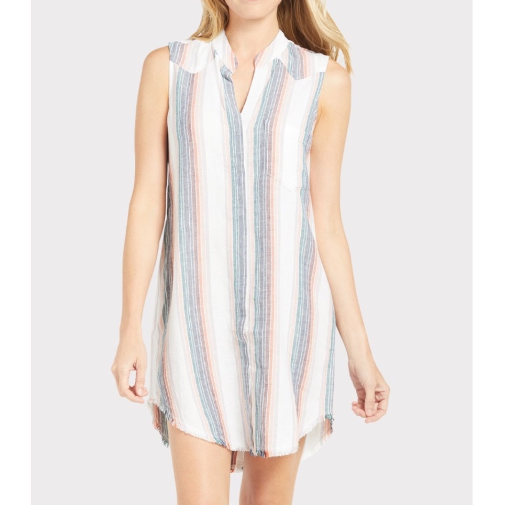 Anthropologie Cloth & Stone Sunburst Fray Button Down Dress
